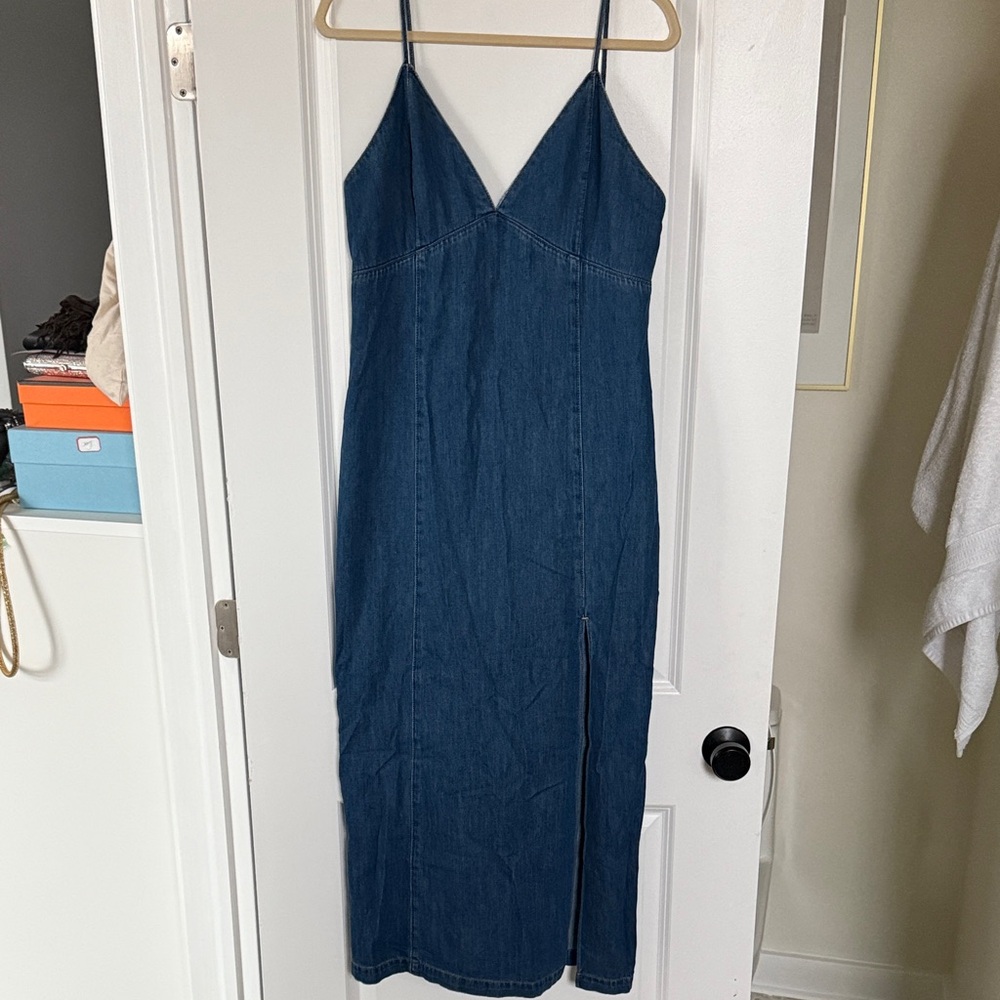 Alice + Olivia Blue Denim Dress with High Slit